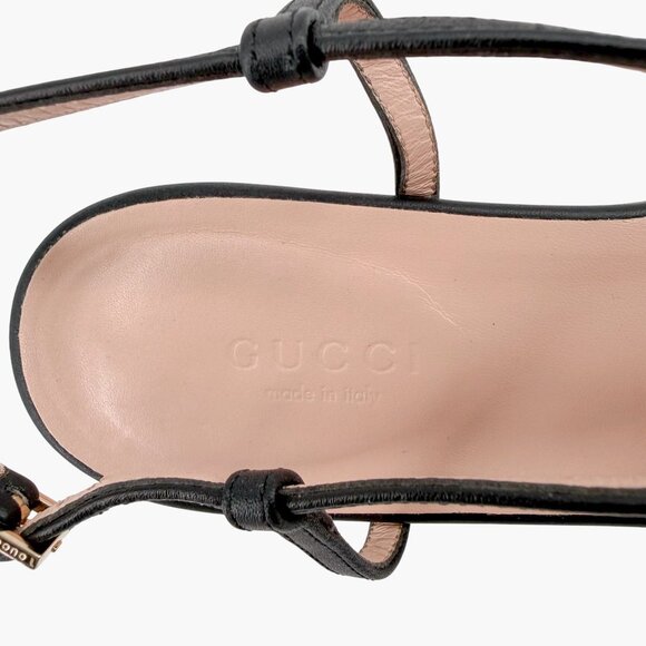 Gucci T-Strap Black Leather Horsebit Flat Sandals Shoes Size 37 US 7 Women's - Picture 13 of 13